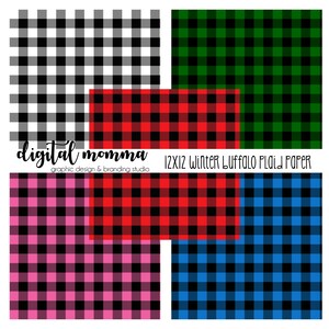 Winter Buffalo Plaid Digital Paper, 12x12, .JPG, Personal & Commercial Use, Instant Download!