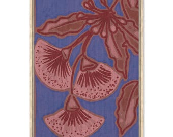 Australische gombloesemprint, roze bloemen botanische muurkunst, boho eclectisch decor
