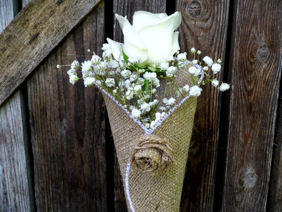 Burlap Flower Cone For Rustic Wedding Decoration For The Etsy