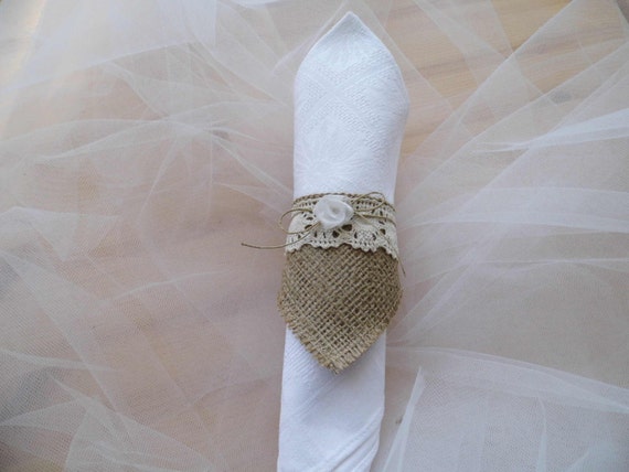 Wedding Napkin Rings Rustic Wedding Decor Burlap Napkin Etsy