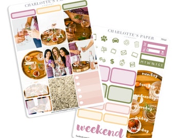Food Planner Stickers Brunch at Home Mini Planner Sticker Kit MK43 Photo Sticker Kit Erin Condren Planner Stickers Glossy Sticker Kit