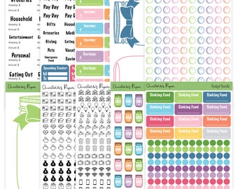 10 Page Budget Bundle for planners, Savings Tracking Stickers, 750+ Stickers for Tracking money and finances, Rainbow