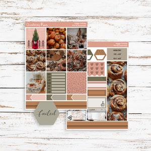 Hygge Holiday Photo Planner Sticker Kit, Gold Foiled Sticker Kit, Winter Christmas Holiday Vertical Weekly, PH192 image 1