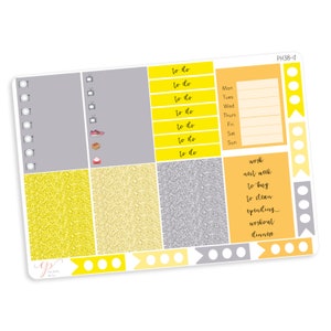 Seeing Yellow Planner Sticker Kits, Sunflower Planner Stickers, Erin Condren Planner Stickers, Weekly Kit Photo Sticker Kit PH38 image 5