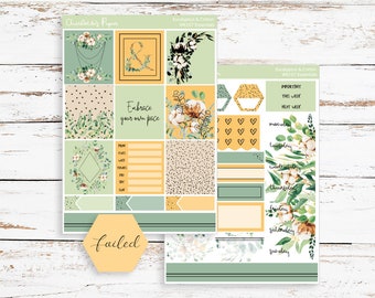 Eucalyptus & Cotton || Champagne Foiled Sticker Kit || Weekly Photo Sticker Kit for Standard Vertical Planners || WK167