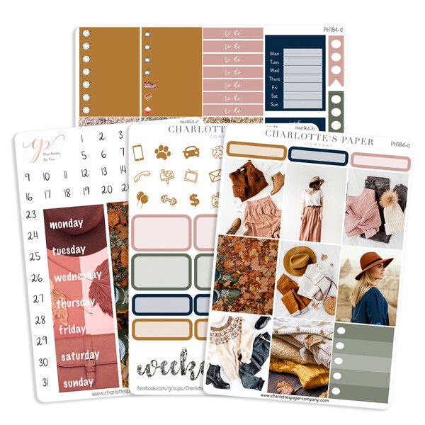 Cute Autumn & Fall Theme Planner Stickers - Rainbow Colors For Erin Condren, Bujo, Happy Planner & More