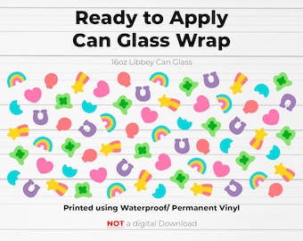 Colorful Marshmallow Charms | Ready to Apply Vinyl Decal for 16oz Beer Can Glass | Libbey Can Glass