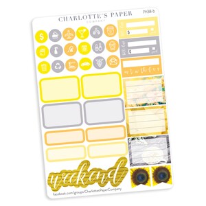 Seeing Yellow Planner Sticker Kits, Sunflower Planner Stickers, Erin Condren Planner Stickers, Weekly Kit Photo Sticker Kit PH38 image 3