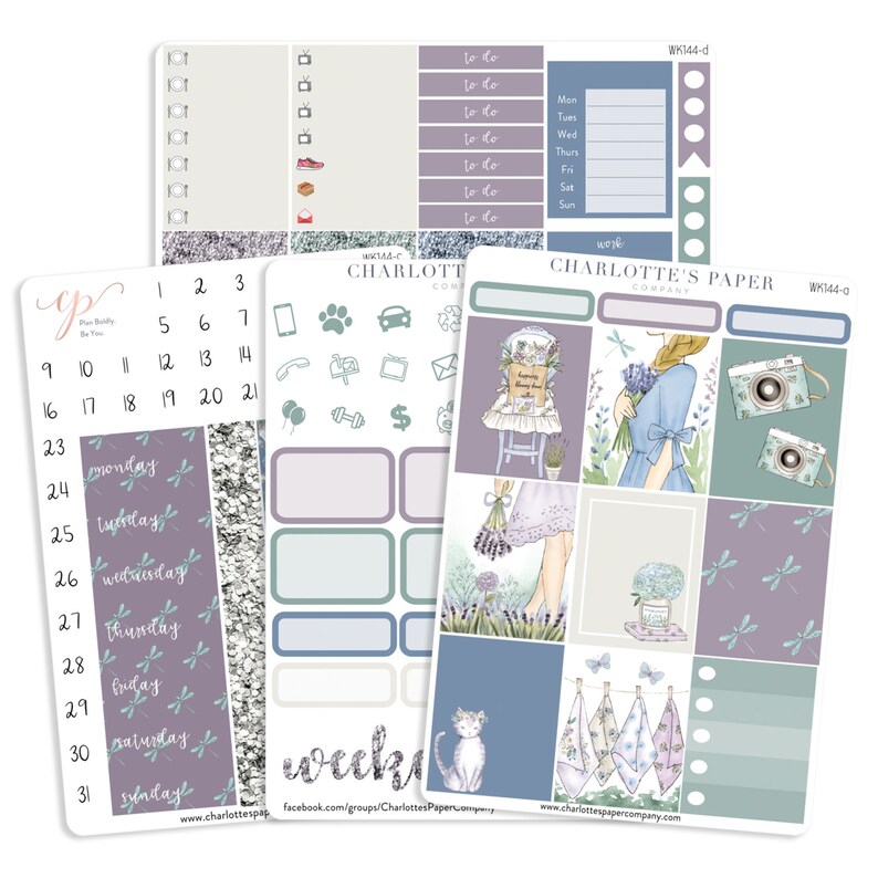 Erin Condren Planner Stickers Lavender Fields Planner Sticker Kits Summer Planner Stickers Pastel Weekly Stickers Kit || WK144