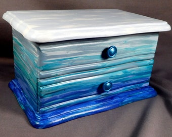 2-ABALONE JEWELRY BOX WHAT-NOT BEACH ACCENT DECOR STORAGE BOX VANITY CHEST SHELL
