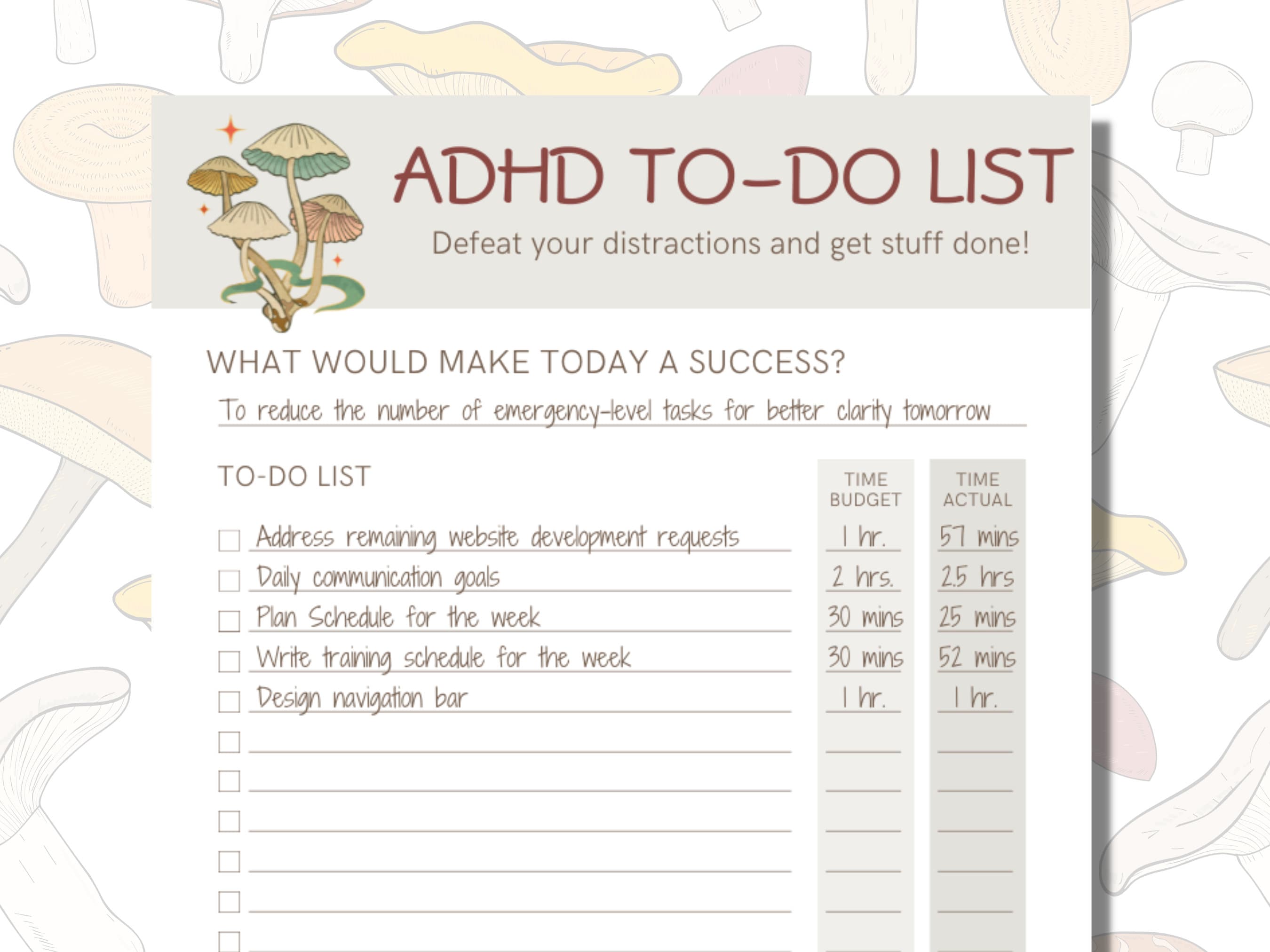 ADHD Printable To-do List Page Daily Planner Sheet Undated With Note ...