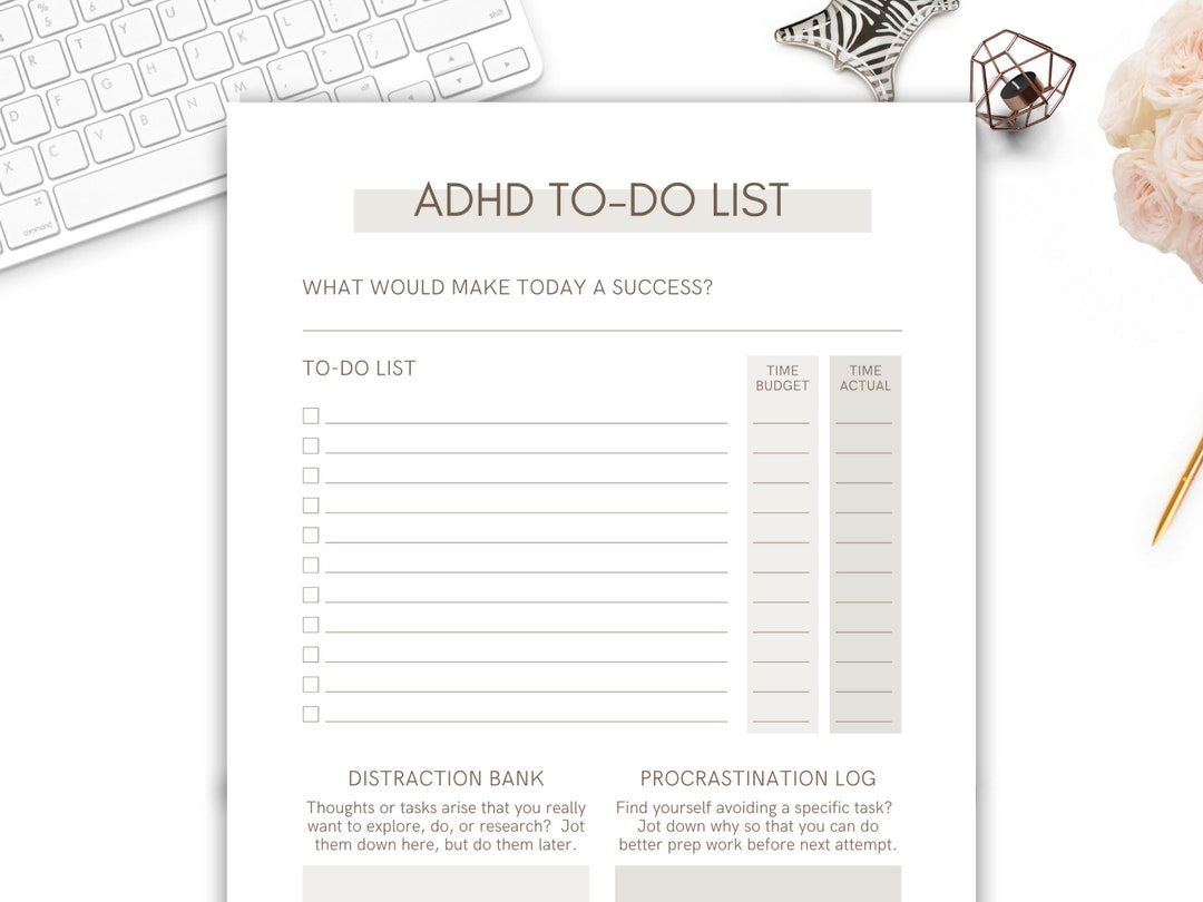 ADHD Printable To-do List Page Daily Planner Sheet Undated With Note ...
