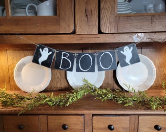 Ghost Boo Banner, Garland, Sign, Halloween Boo Banner Decor, Decorations, Farmhouse Halloween Decor