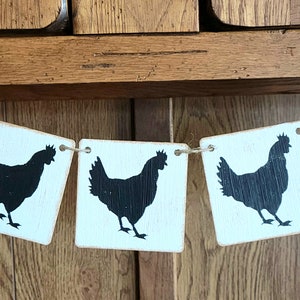 Chicken Banner, Fireplace Decor Banner, Chicken Decor, Kitchen Decoration, Farmhouse Chicken Sign, Mantle Decor