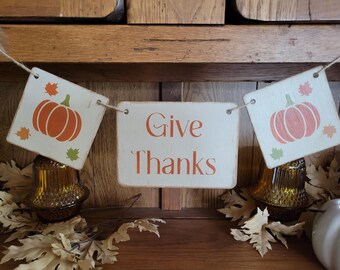 Give Thanks Banner, Fall Thanksgiving Banner