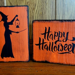 Happy Halloween Witch Mini Tier Tray Sign Set