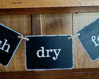 Laundry Room Banner Garland Bunting Sign Wash Dry Fold