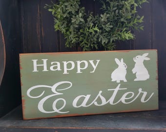 Primitive Happy Easter Wood Sign