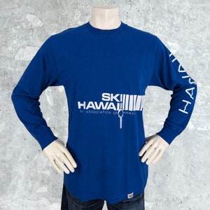 Vintage Ski Hawaii Long Sleeve T Shirt Size XL Tee 1980&#39;s 80&#39;s Made in the USA Crazy Shirts Hawaiian Skiing