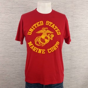 Vintage United States Marines USMC Military T-Shirt Tee 80's 1980's Size Medium Single Stitch
