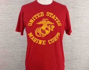 Vintage United States Marines USMC Military T-Shirt Tee 80's 1980's Size Medium Single Stitch