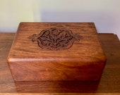 Vintage Walnut Box, Carved Wooden Box, Storage Box, Wooden Trinket Box, Decorative Accent Box, Cottage Farmhouse Decor