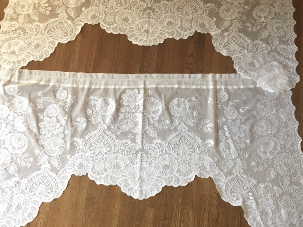 White Lace Valance, Scalloped Lace Valance, 56 inches wide French ...
