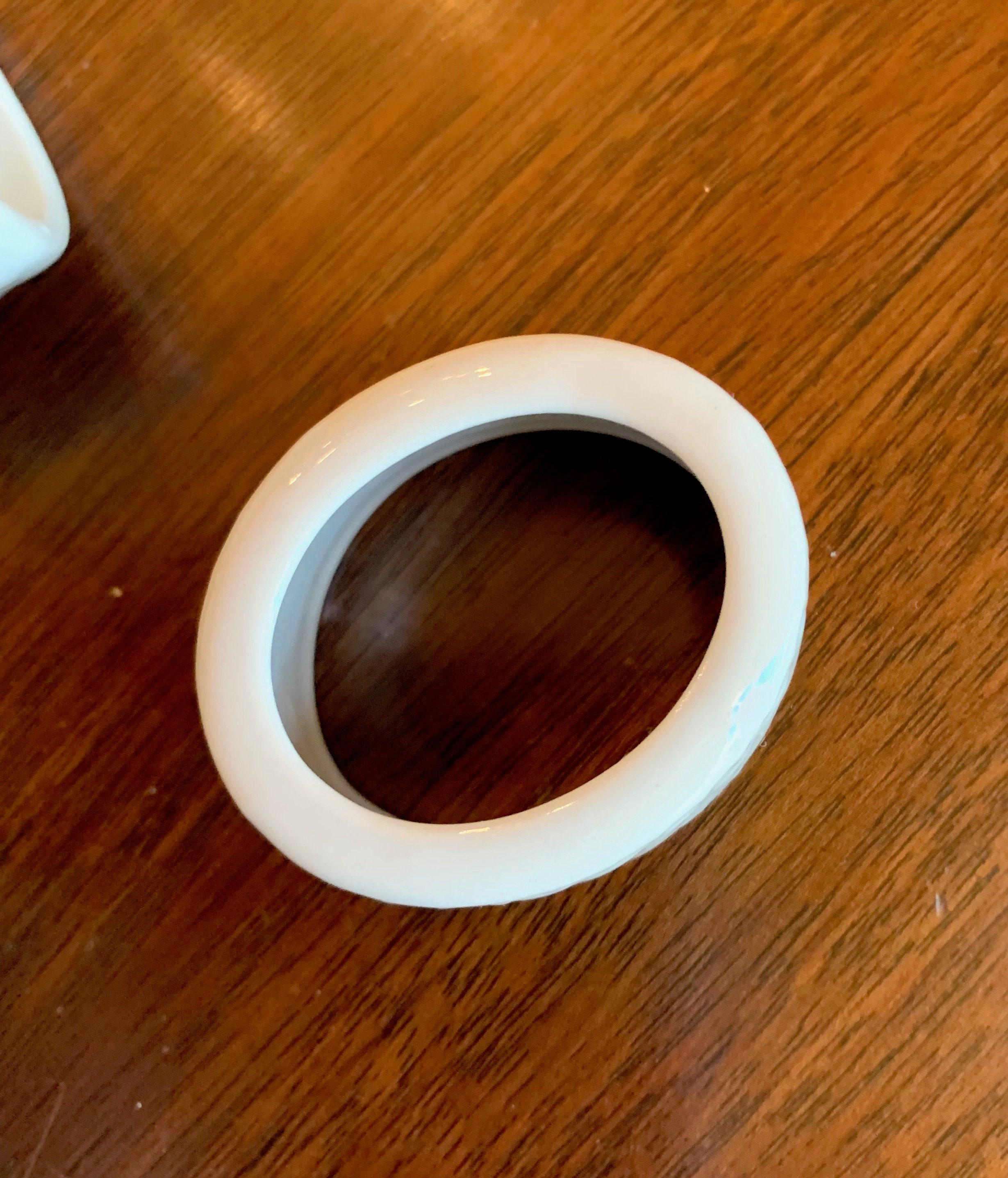 Twelve White Napkin Rings, Vintage White Ceramic Napkin Rings with