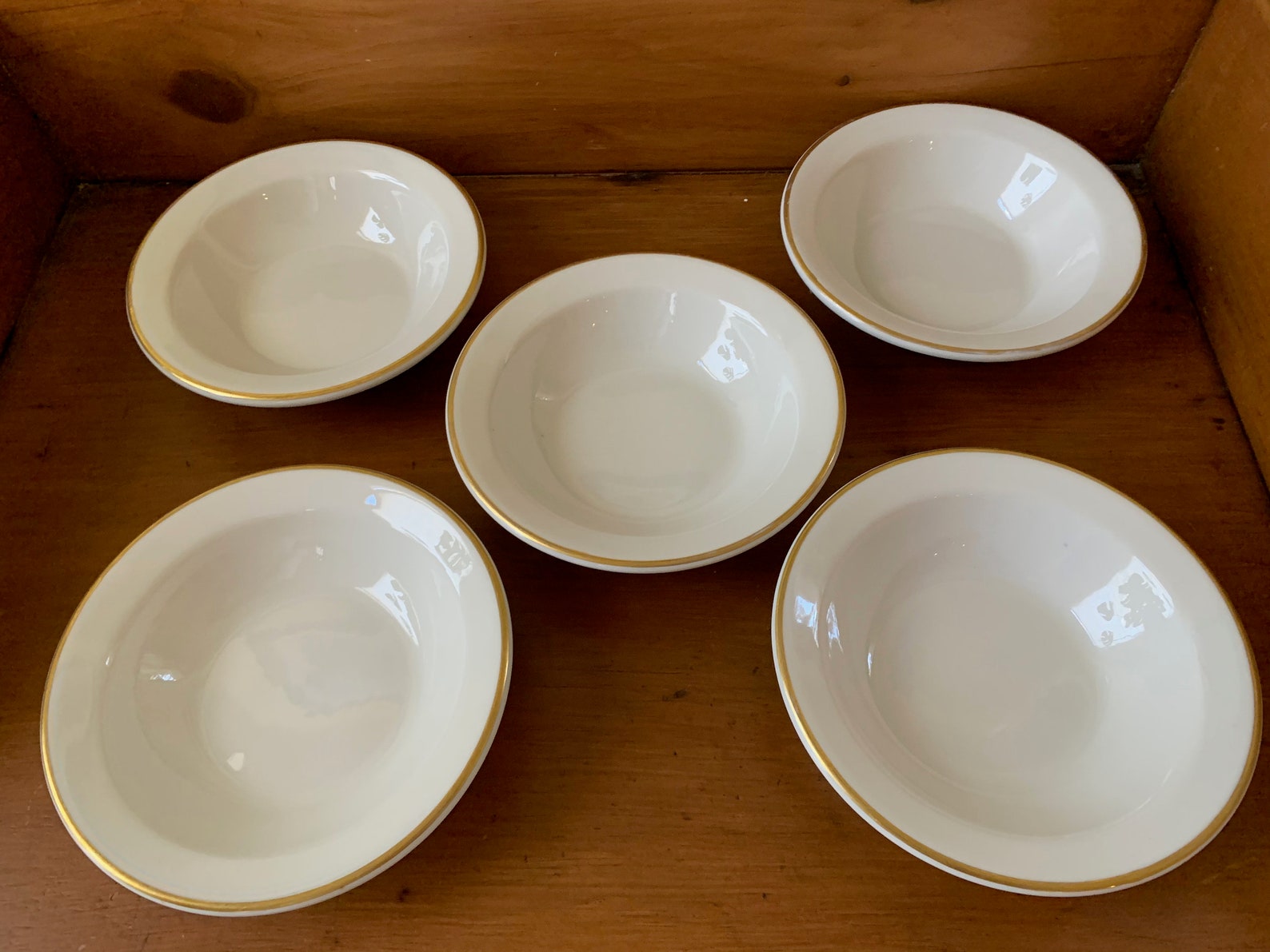 Jackson China Cereal Bowls Set of 5 White with Gold Rim Etsy