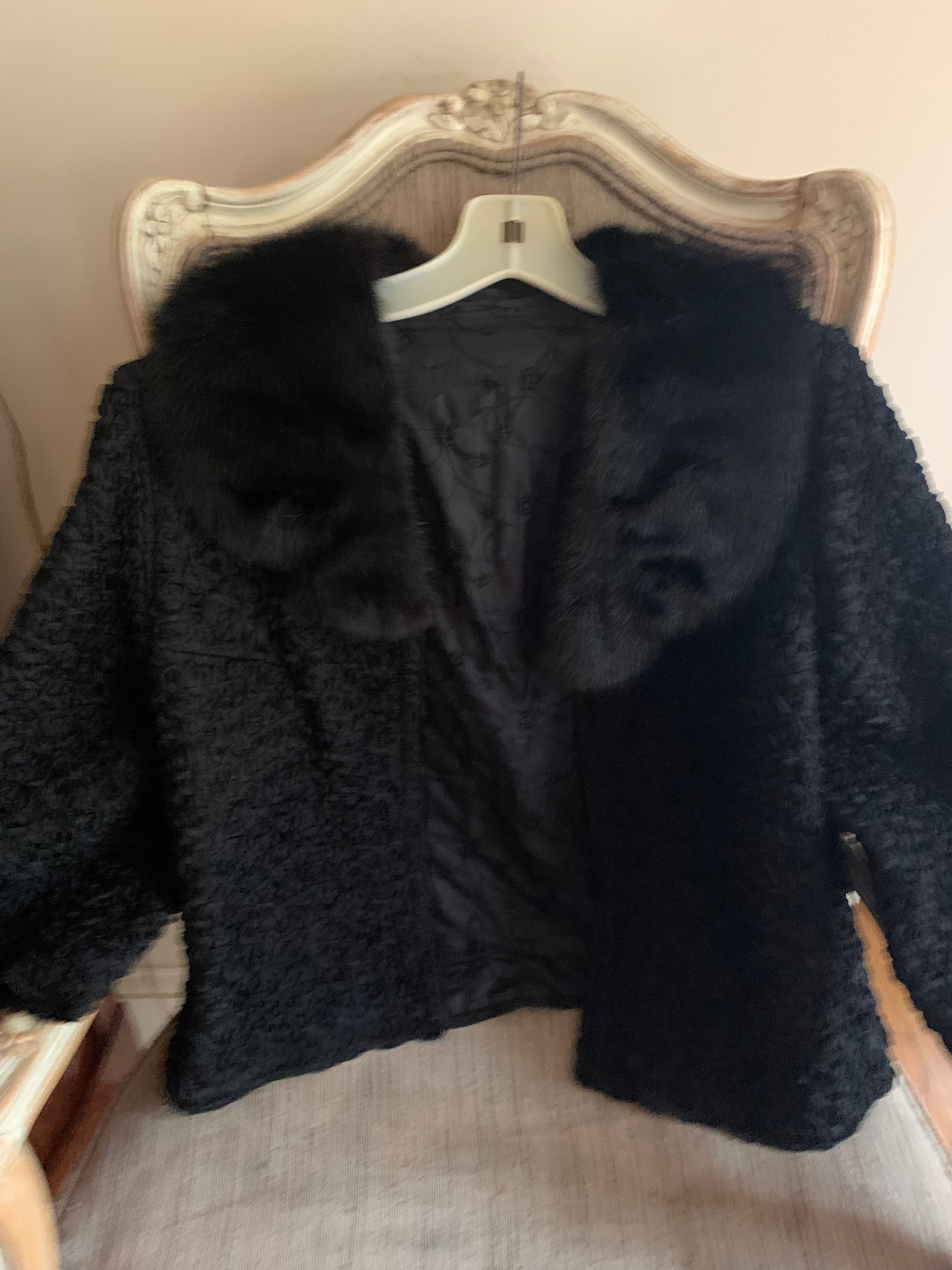 black fur evening jacket