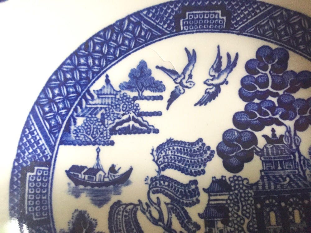 Johnson Brothers Blue Willow Cereal Bowls, Set of 2, Square Scalloped