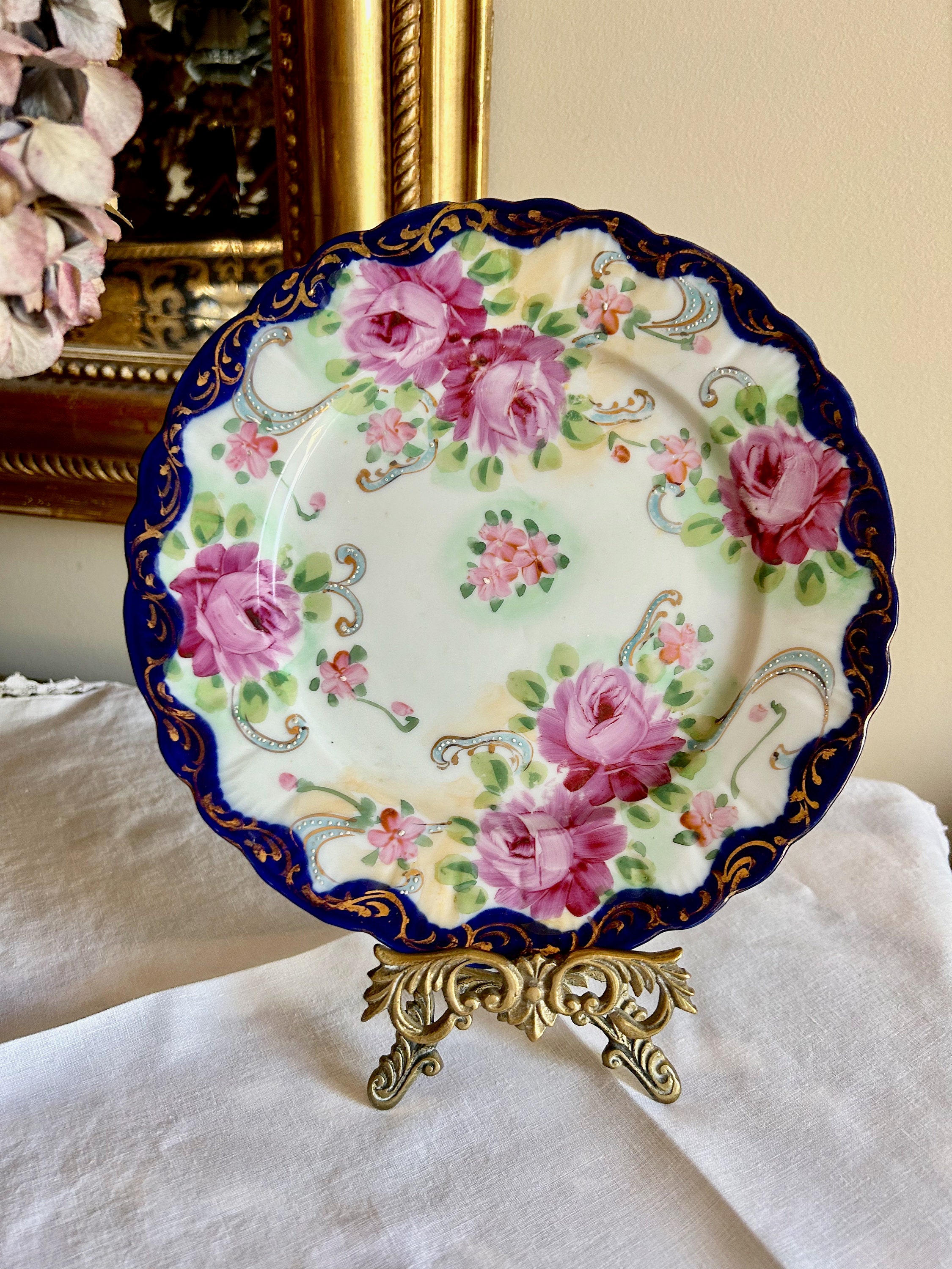 Reserve Diane, Please Do Not Purchase, Antique Porcelain Plate, Hand Painted Floral Botanical