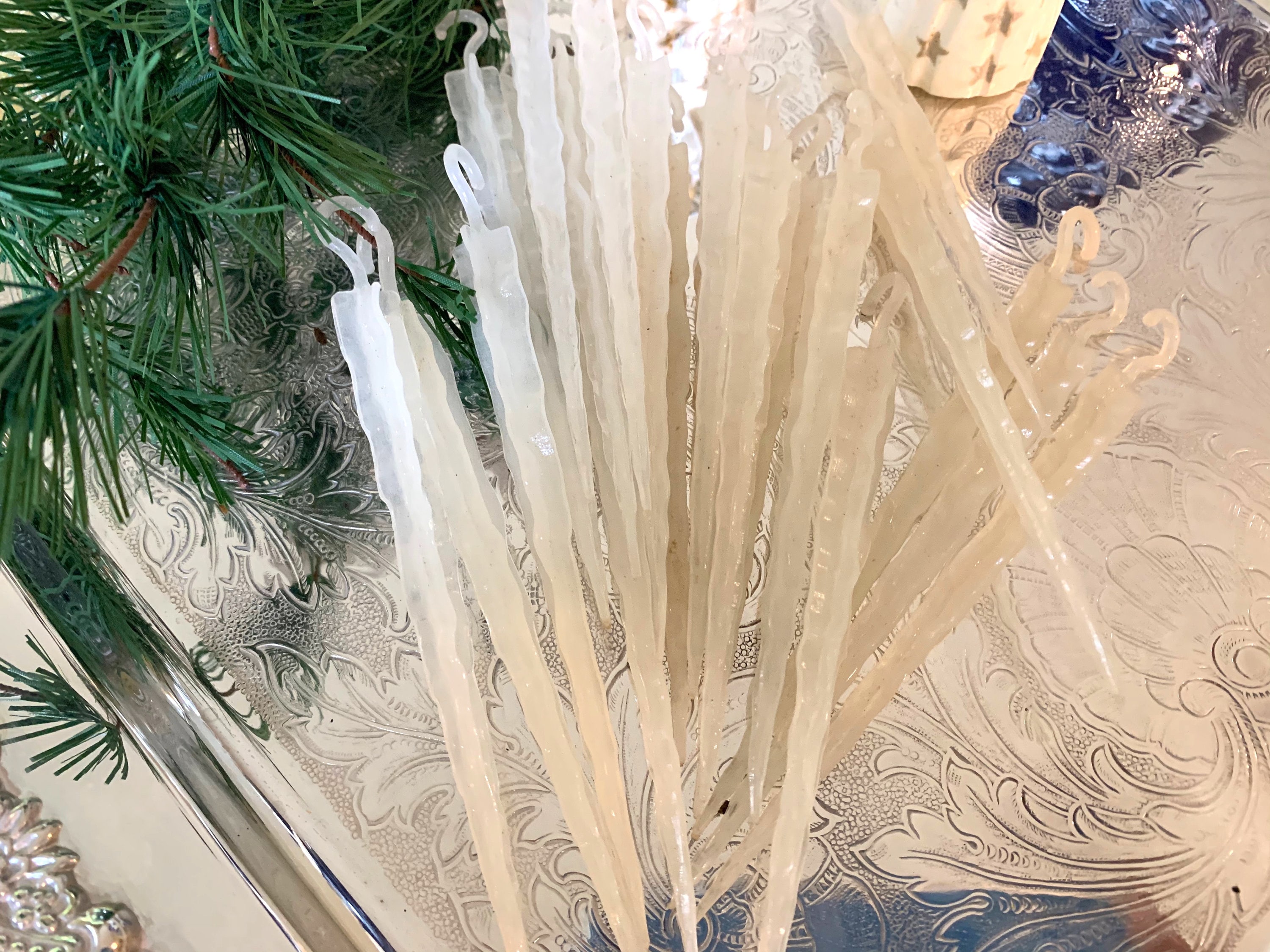 Christmas Icicles, 22 Mid Century Plastic Icicle Ornaments, 5 Inch