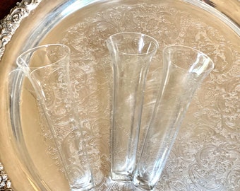 Three Glass Epergne Vases, Vintage Mid Century Glass Trumpet Vases, 5 Inch Epergne Vases, Sold as Set of 3, Cottage Farmhouse