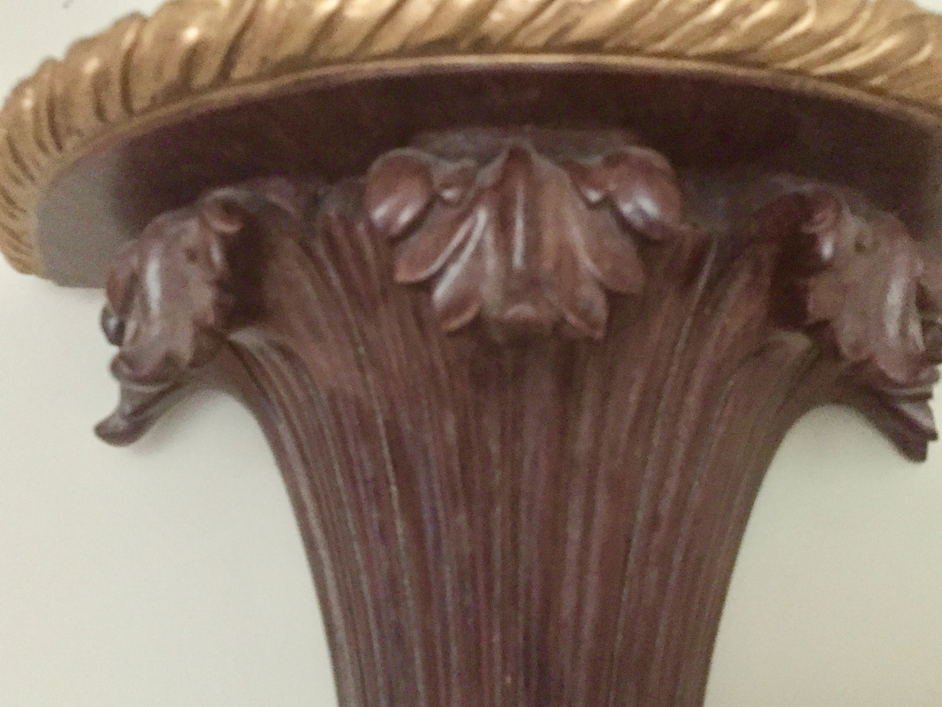 Pair Wall Sconce Shelves, Plaster French Style Shelves with Faux Wood