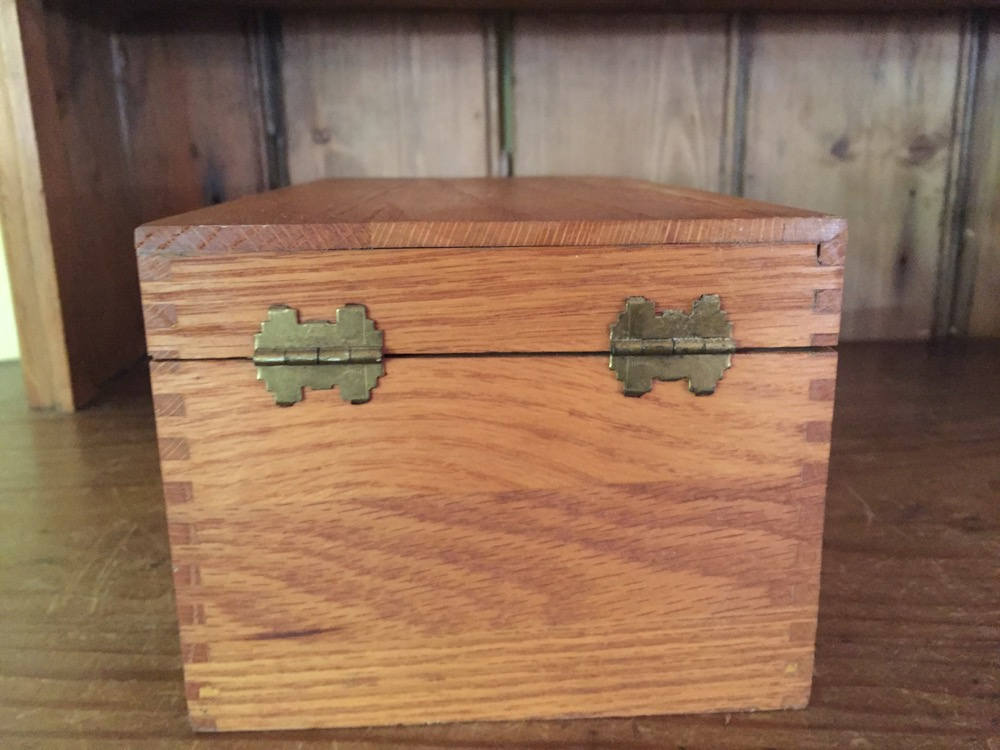 Oak File Box, Vintage Oak Recipe Box, Index Cards Included, Brass Hinges, Storage Box, Organizer