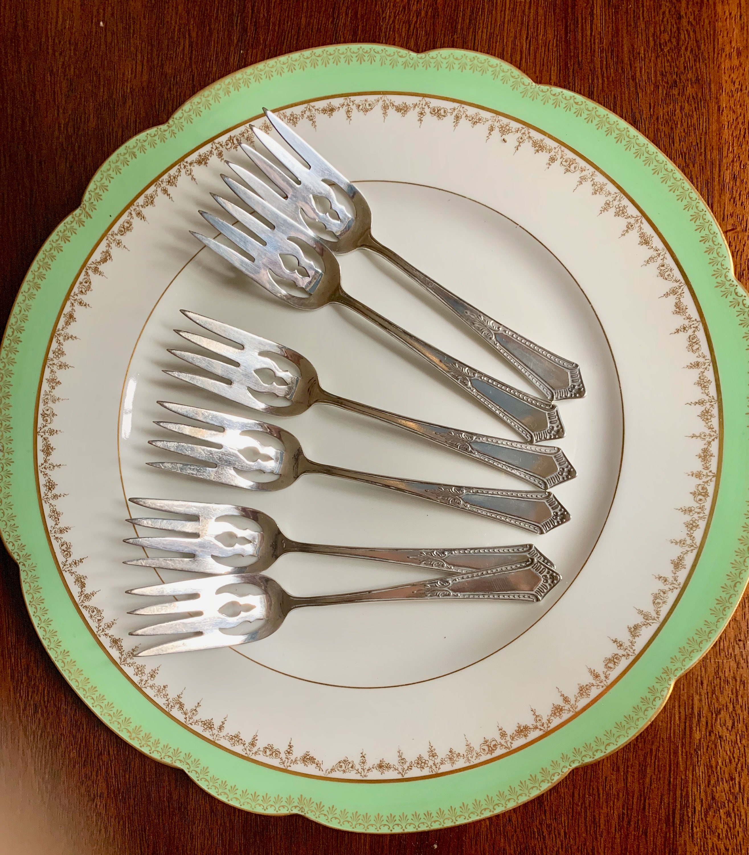 Sterling Silver Pastry Forks, Set of 6 Baker Manchester Sterling Silver