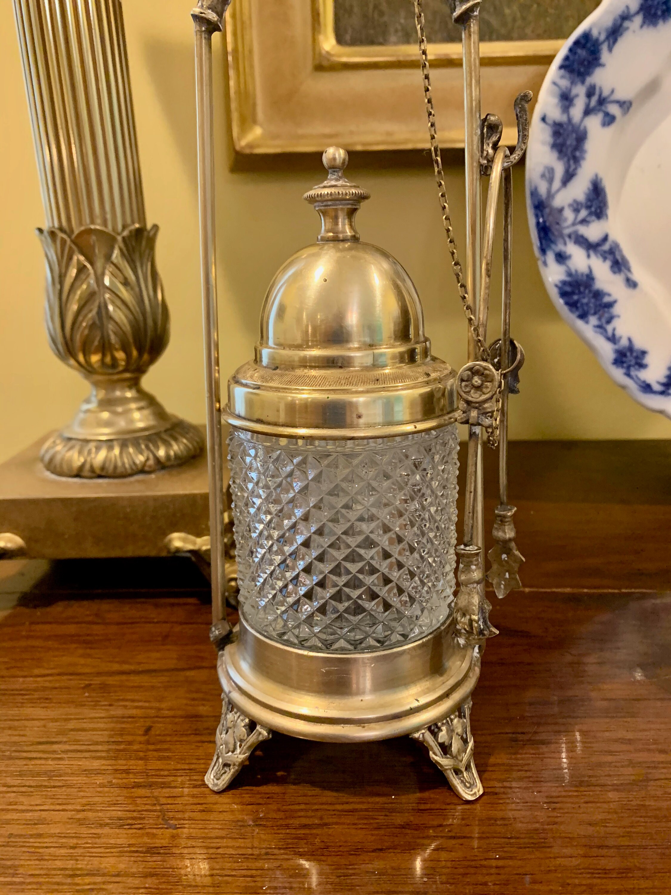 Brass Glass Pickle Jar with Tongs Vintage Victorian Style Etsy
