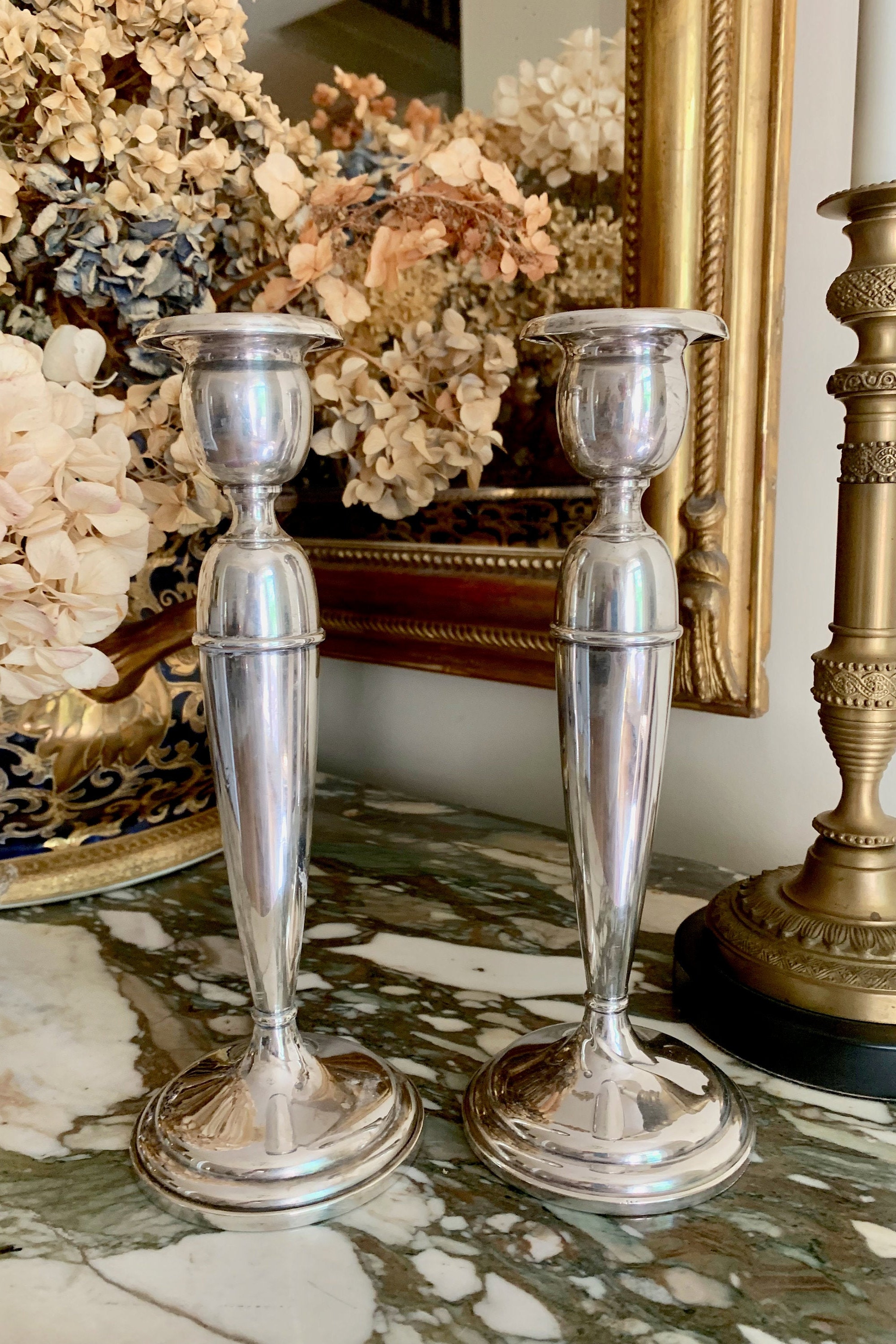 Sterling Silver Candle Holders, Mid Century Sterling Candlesticks, 10