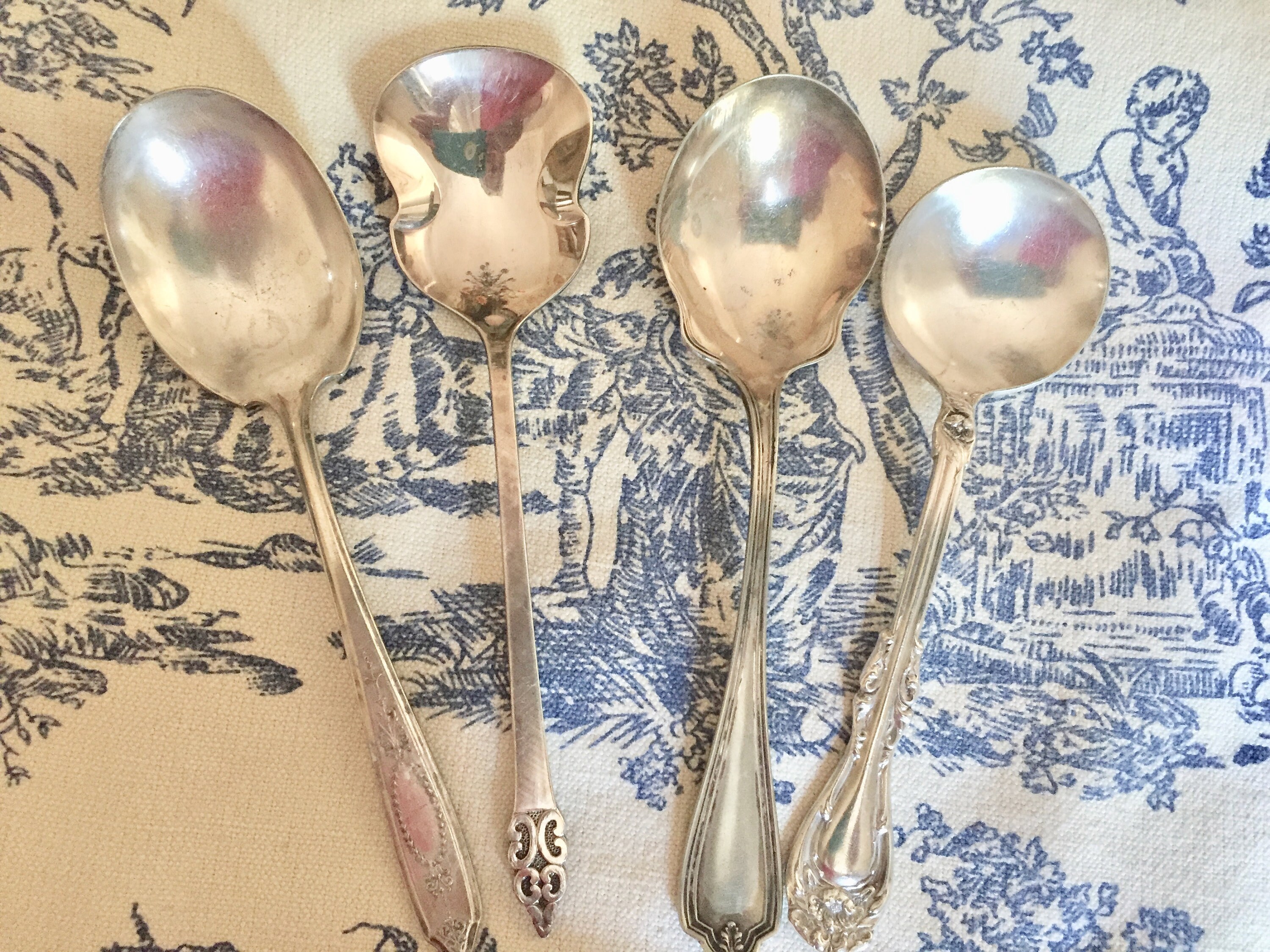 Vintage Silver Sugar Spoons Set of 4, Silver Plate Jam Spoons, Jelly