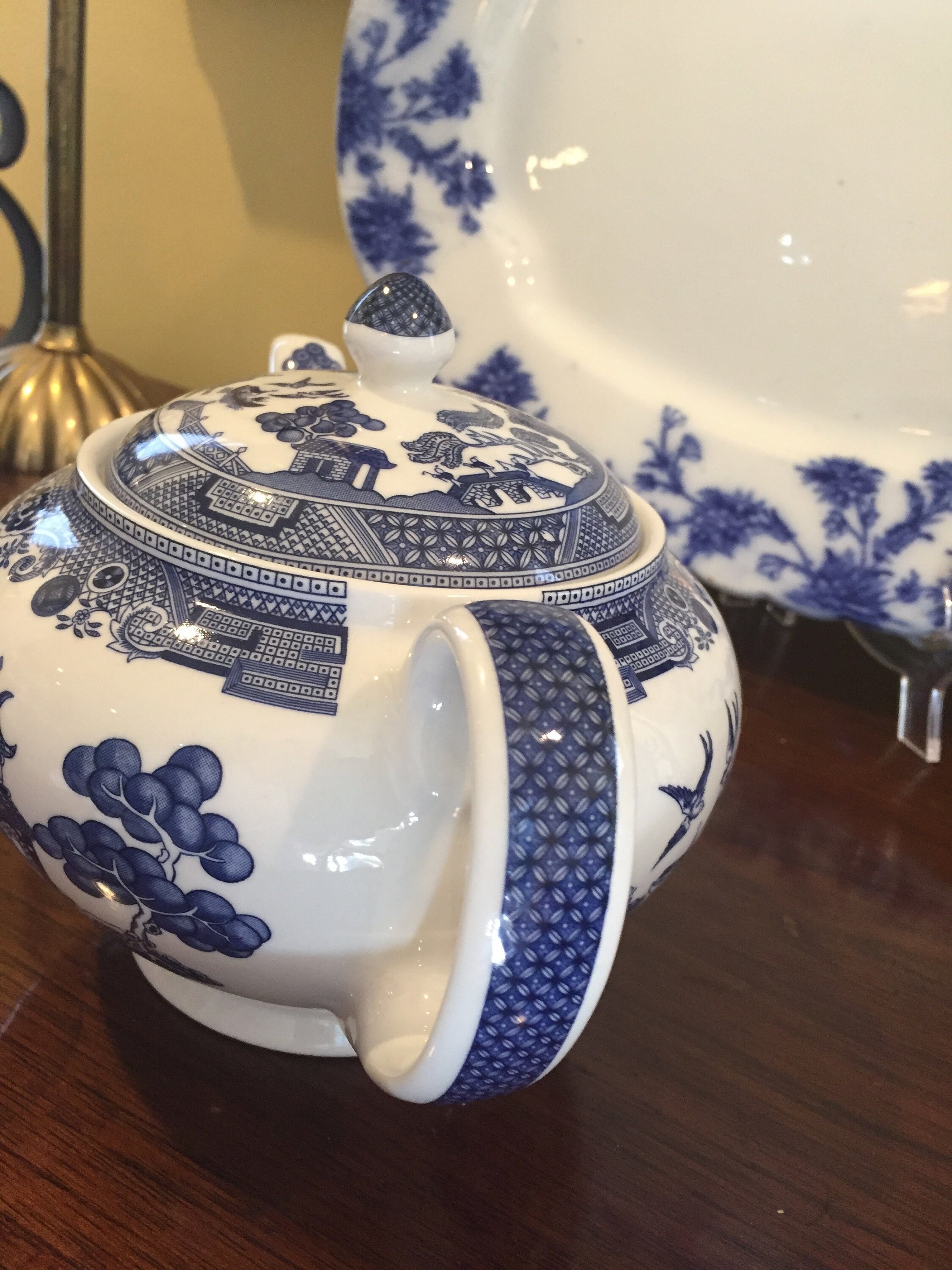 Blue Willow Teapot Johnson Brothers, 4 Cup Blue White Teapot Willow