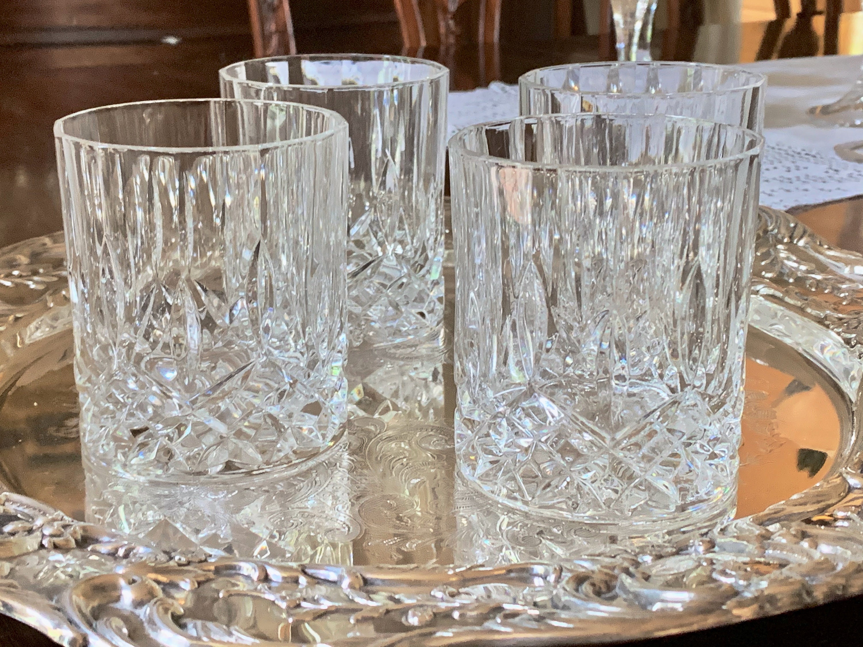 Crystal Old Fashion Glasses, Set of 4 Lead Crystal Manhattan Glasses