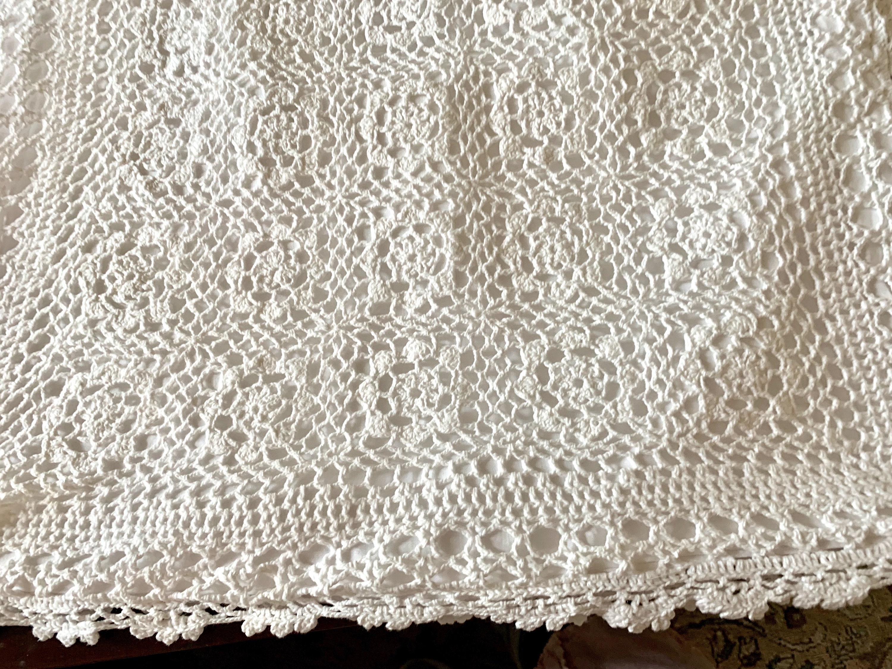 White Crochet Pillow Shams, Pair Standard White Crochet Lace Pillow