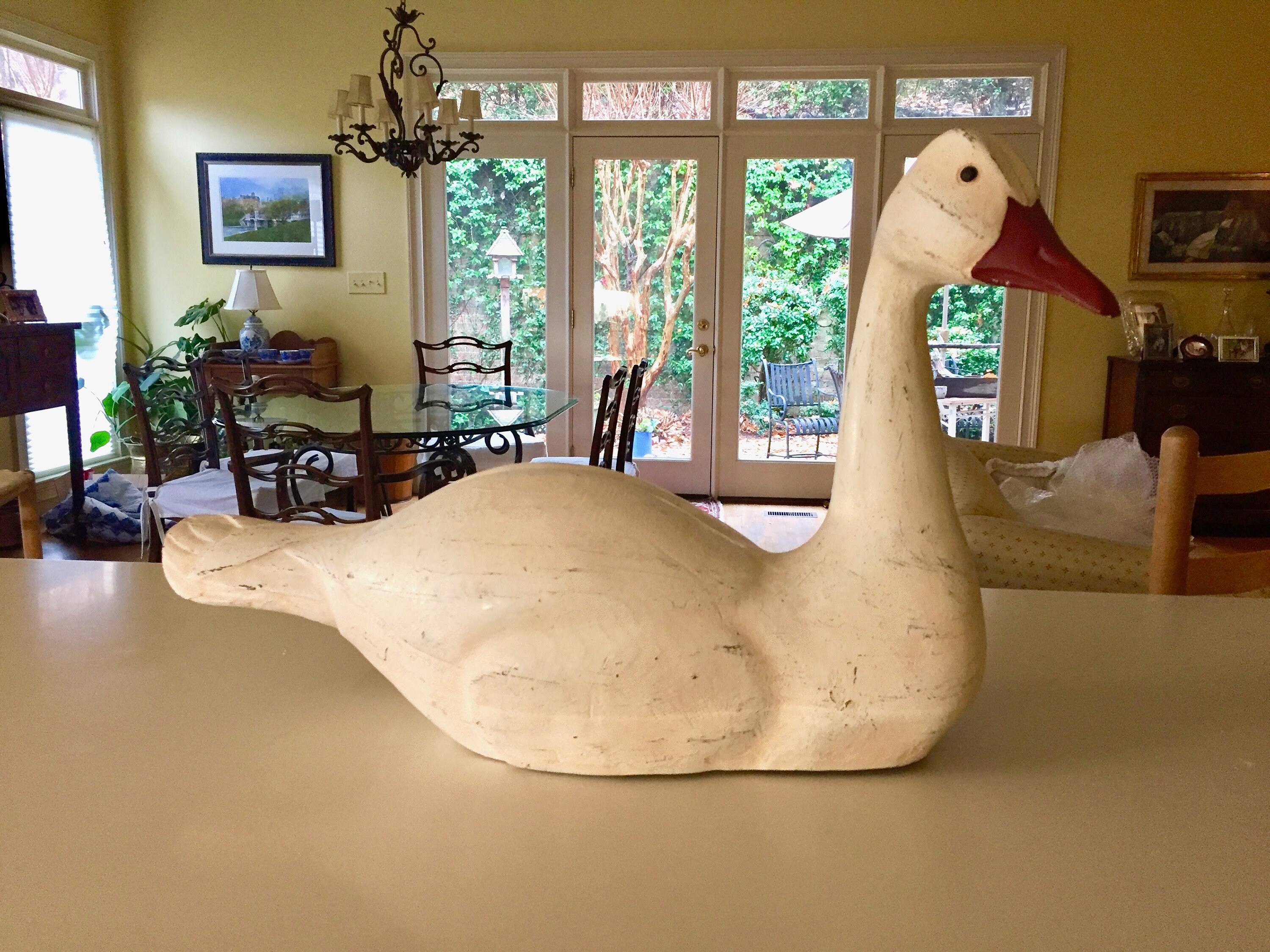 Swan Decoy, Large Vintage Swan Statue, Farmhouse Christmas Swan Decor