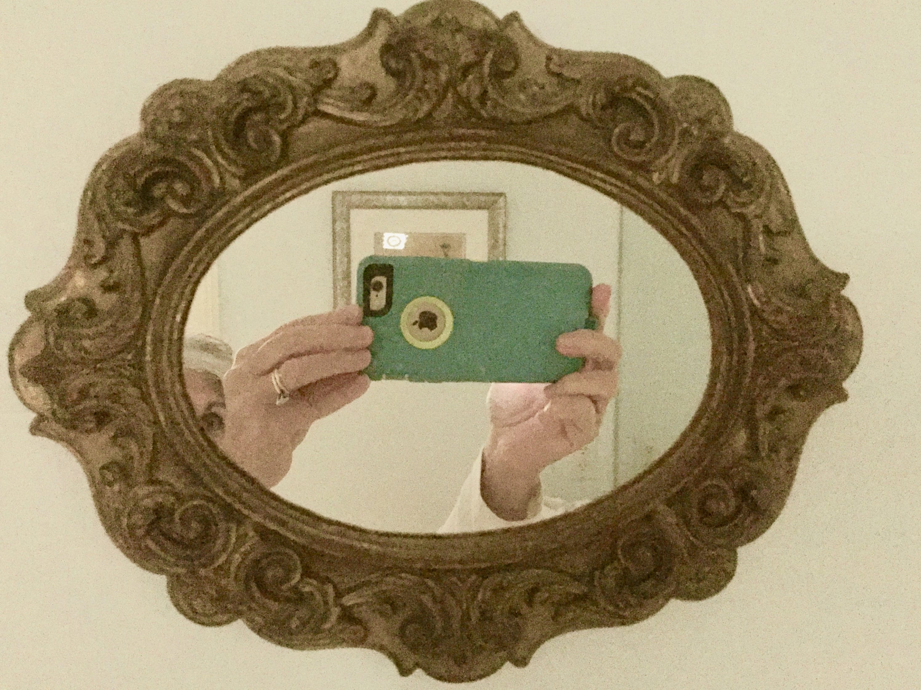 Small Oval Syroco Wood Mirror, Vintage French Cottage