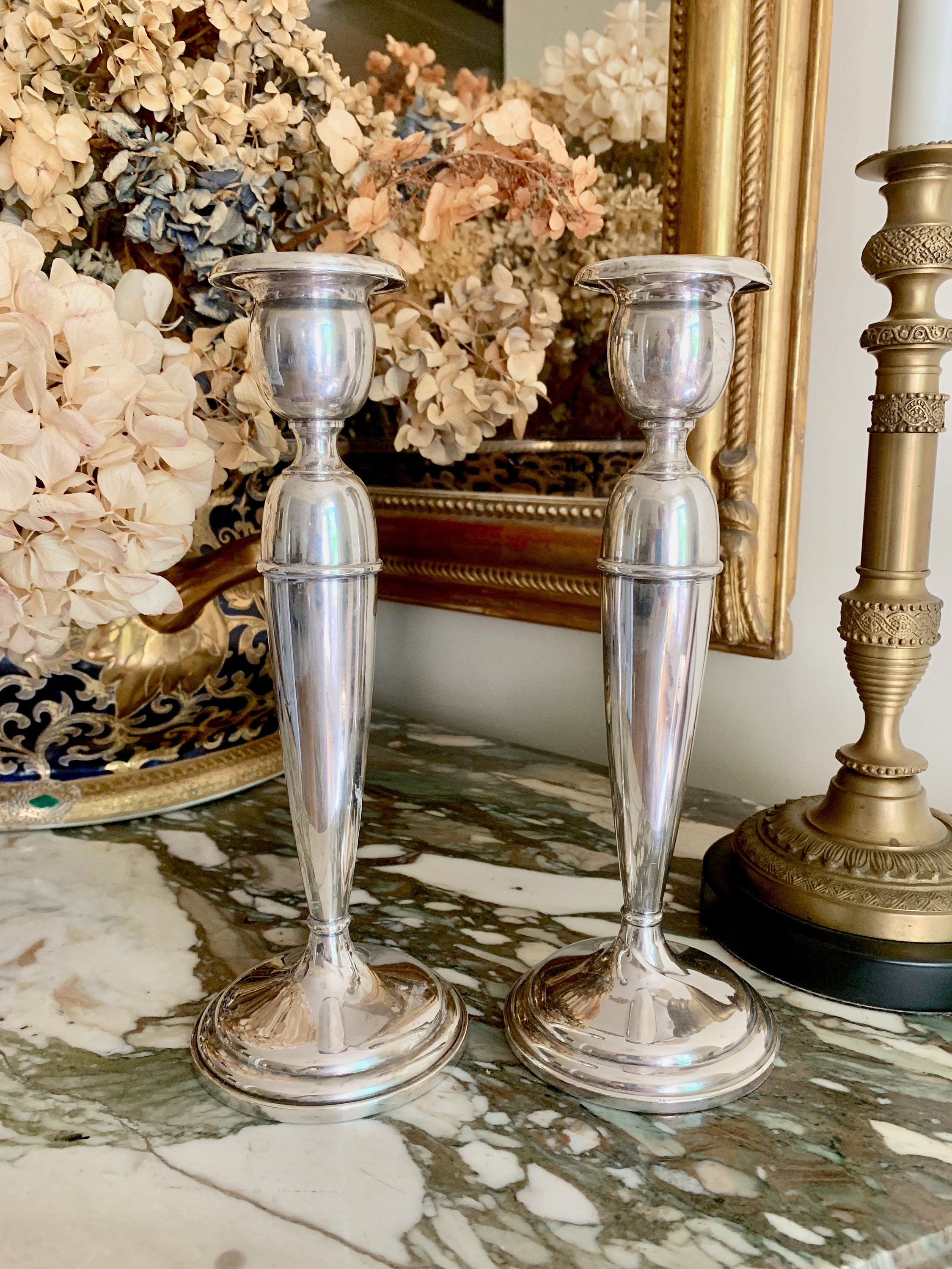 Sterling Silver Candle Holders, Mid Century Sterling Candlesticks, 10