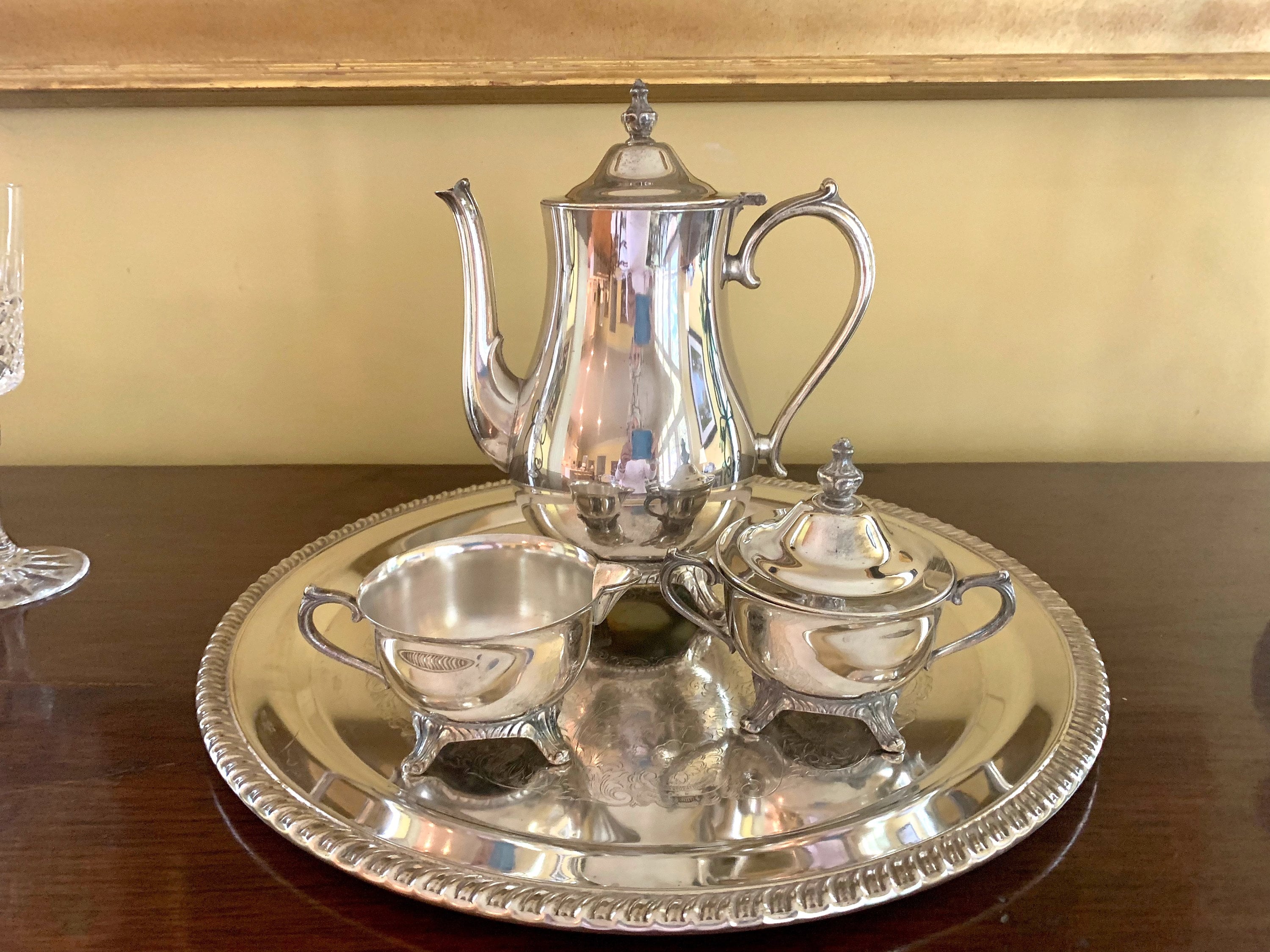 Silver Plate Tea Set With Tray 02
