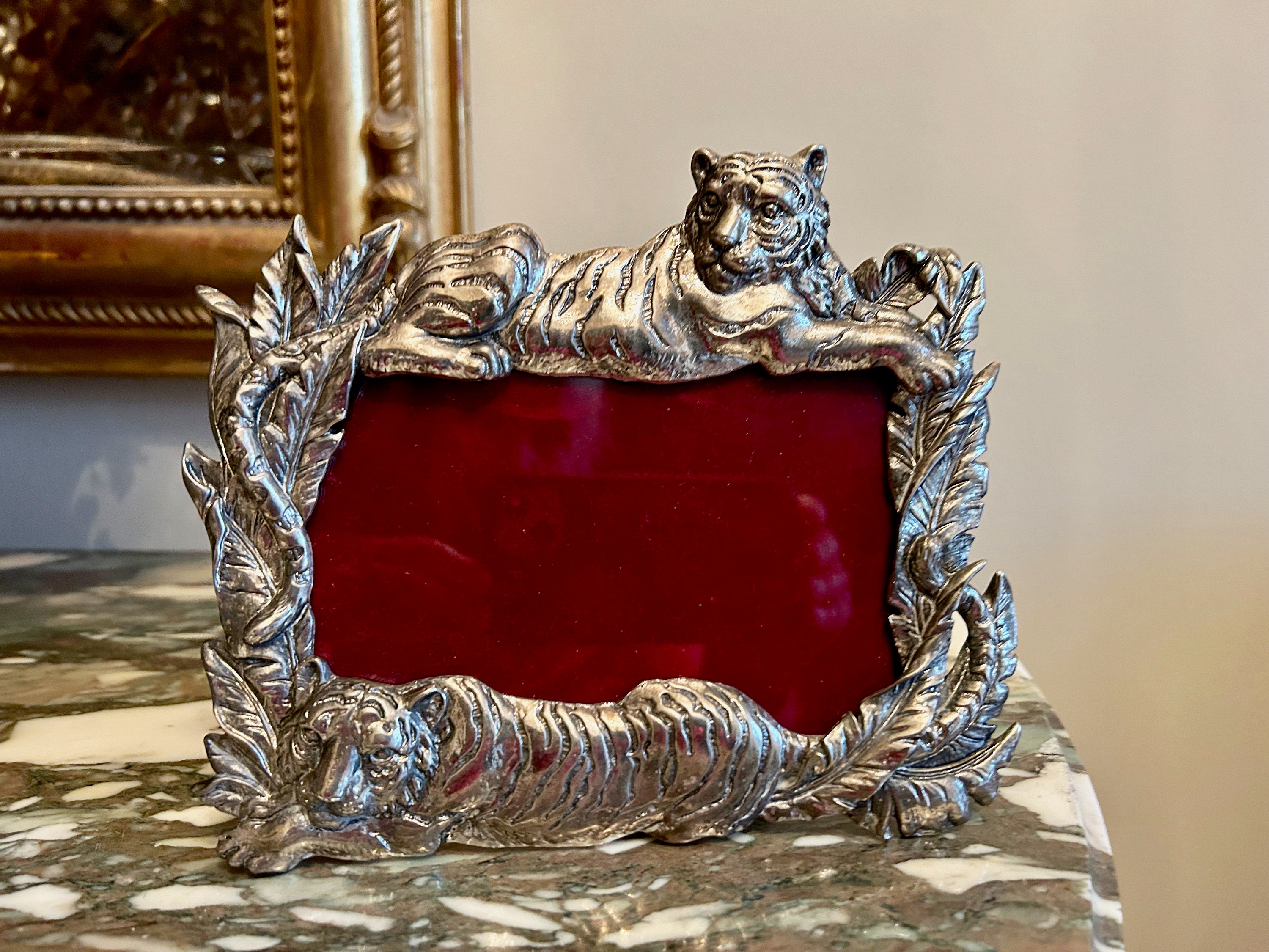 Arthur Court Tiger Photo Frame, Vintage 3 x 5 Arthur Court Picture