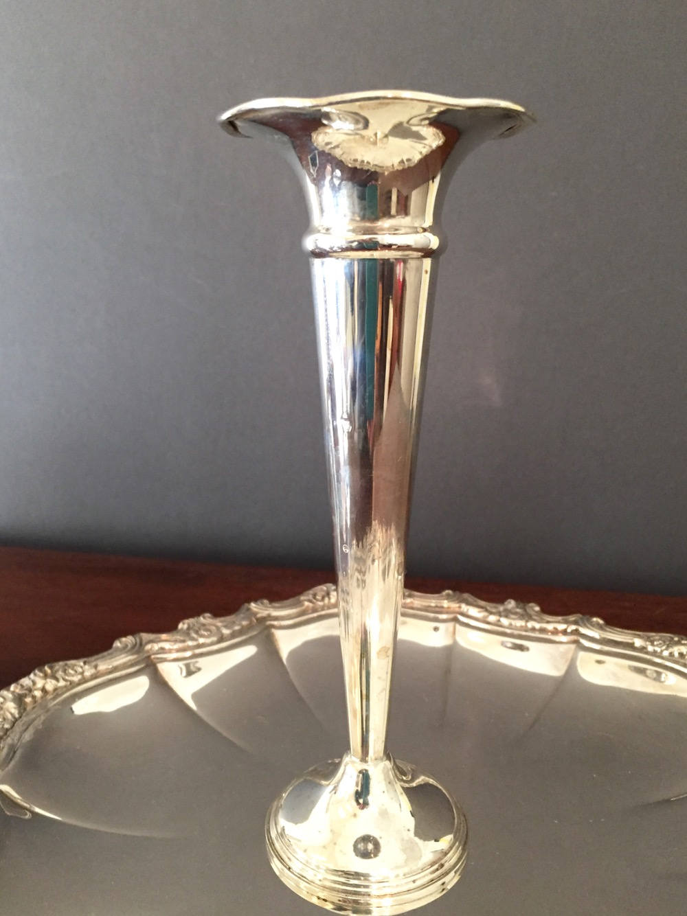 Sterling Silver Bud Vase Silver Trumpet Vase Scalloped Rim