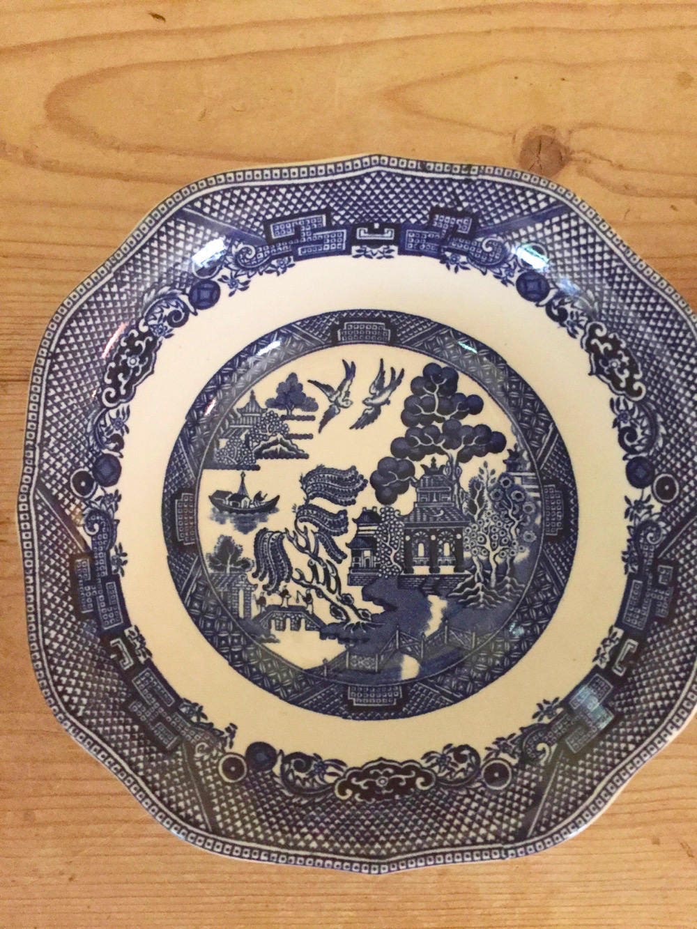 Johnson Brothers Blue Willow Cereal Bowls, Set of 2, Square Scalloped